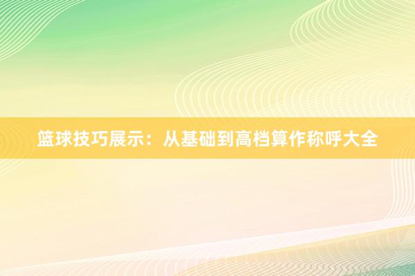 篮球技巧展示：从基础到高档算作称呼大全